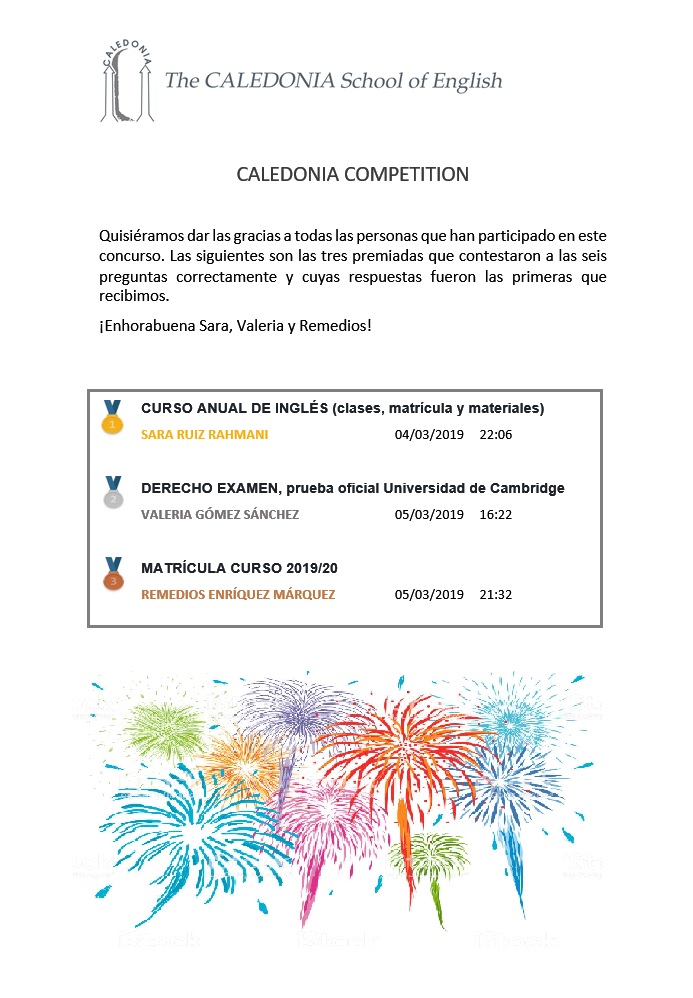 Caledonia competition ganadores 2019